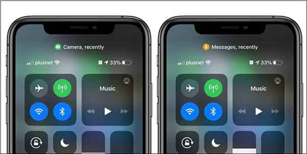Chấm màu xanh và màu cam góc màn hình iPhone chạy IOS 14 là gì