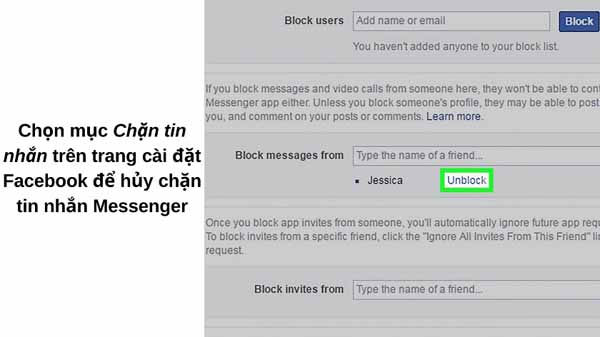 Cách gỡ chặn khi bị người khác chặn messenger trên Facebook